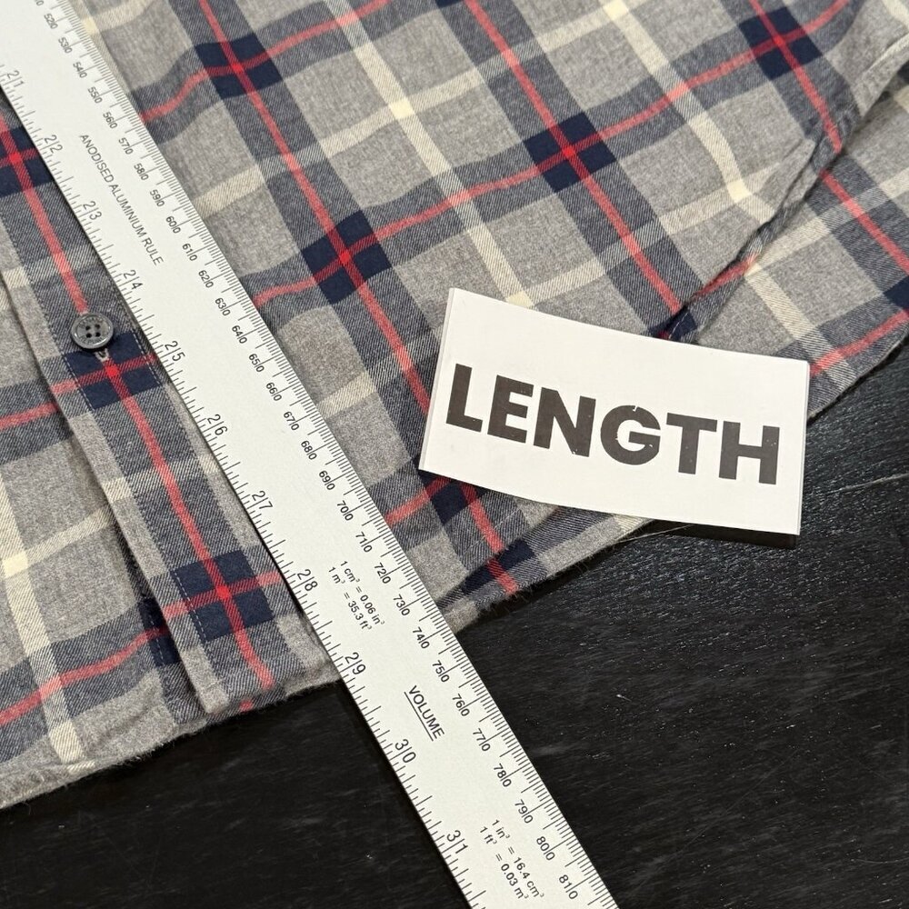 Banana Republic Lightweight Gray Blue Plaid Flannel Shirt Mens Medium - Picture 7 of 7